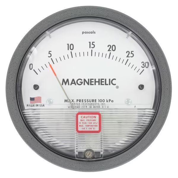 Differential pressure gage, range 0-1 psi, minor divisions .02, Dwyer Instruments, Mfr#: 2201